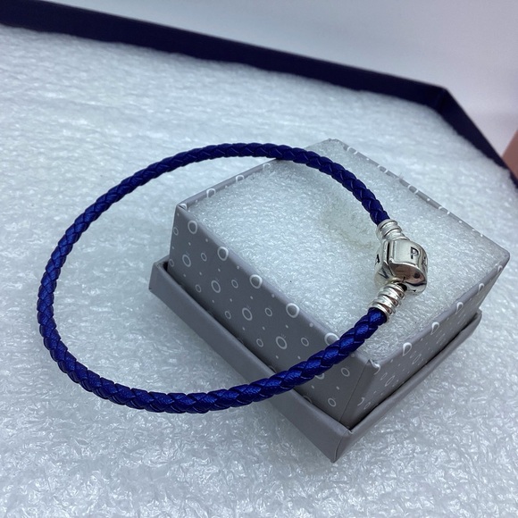 Pandora,”16CM Single Dark Blue Braided Leather  Clasp  “ 16CM/ 6.29 Inches - Picture 3 of 3
